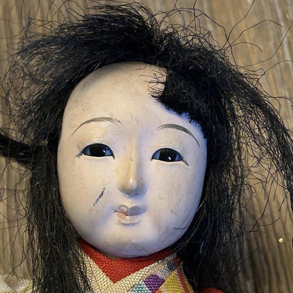 Vintage Japanese Ichimatsu Kimono Doll Gofun Face Composition Head Parts Repair